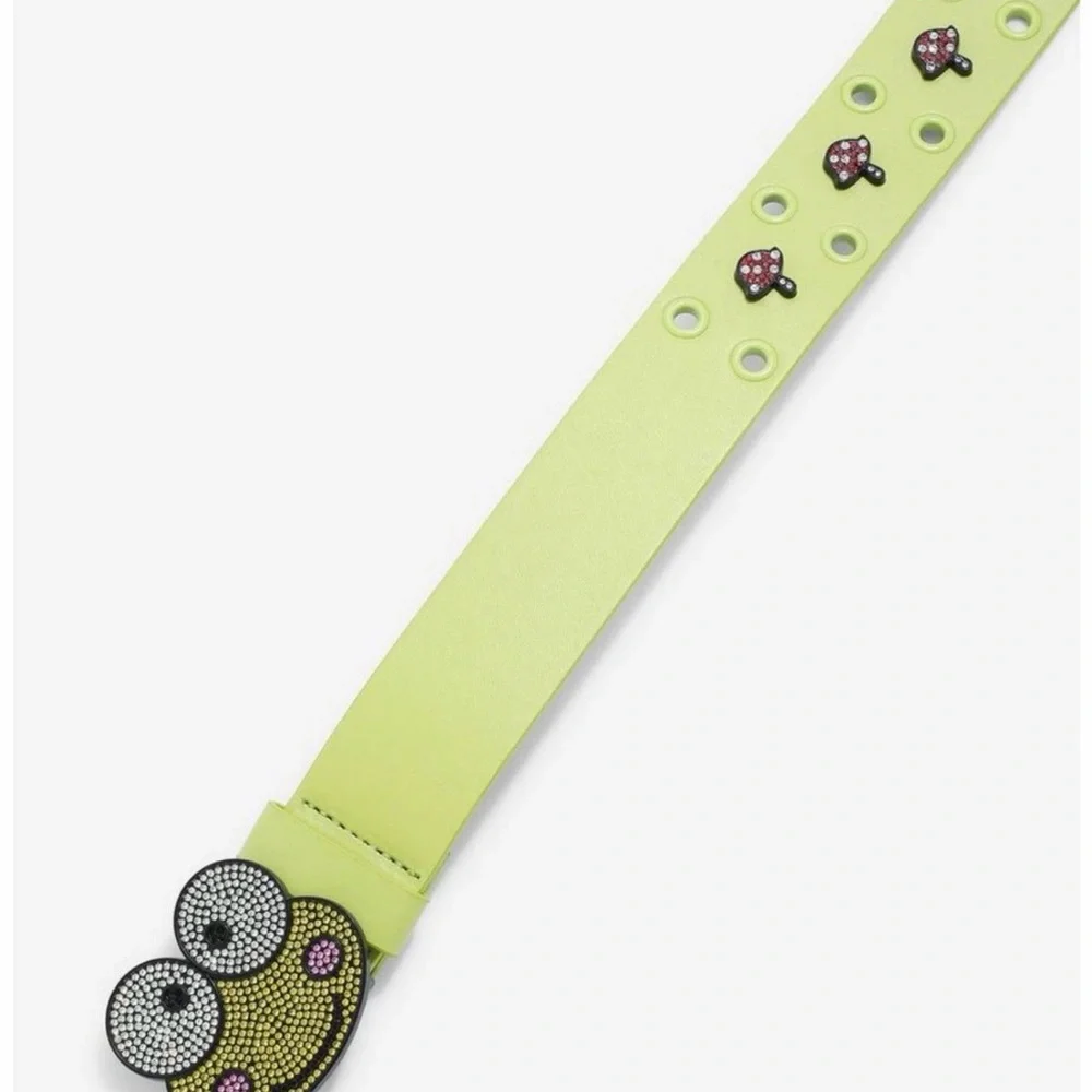 Keroppi and Mushroom Embellished Green Belt Hello Kitty